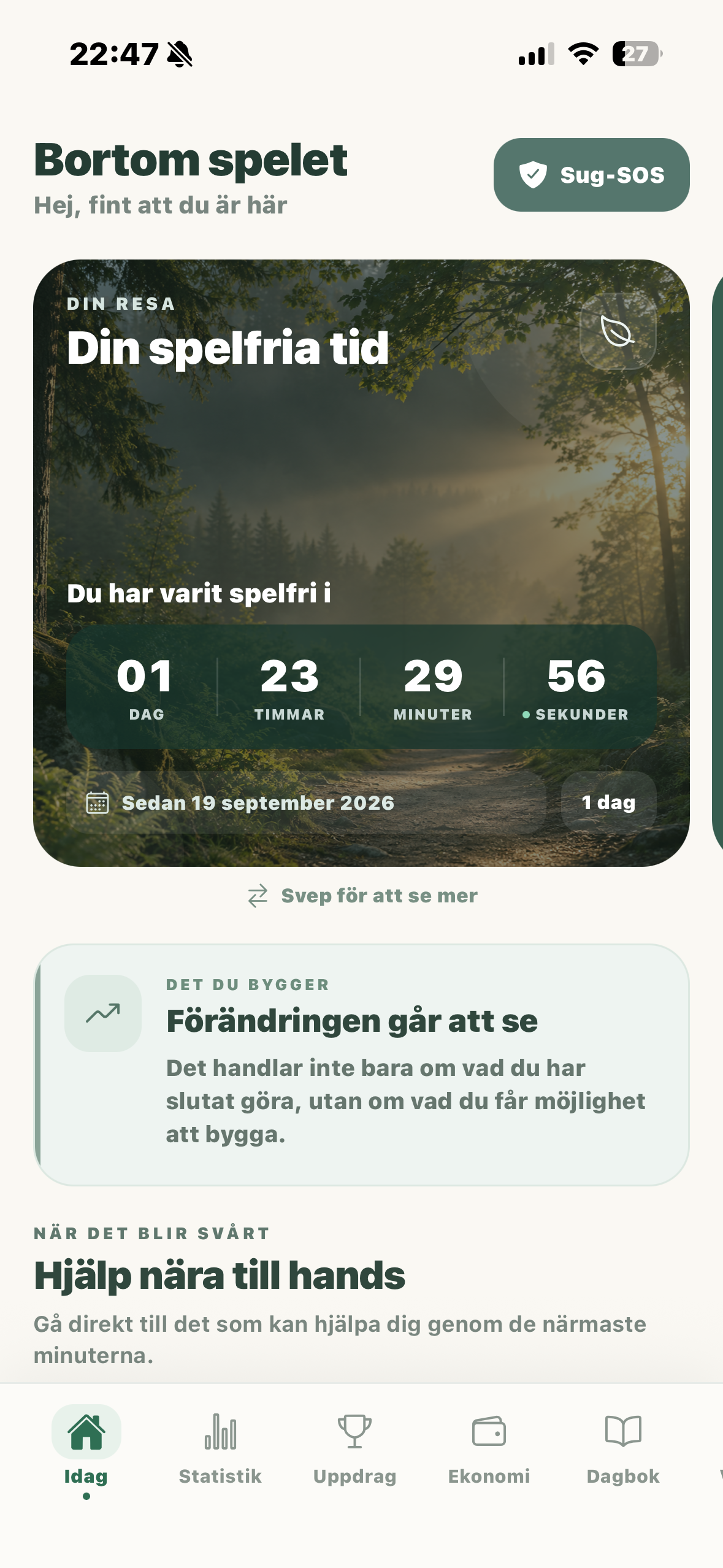 Bortom spelet – appens startsida