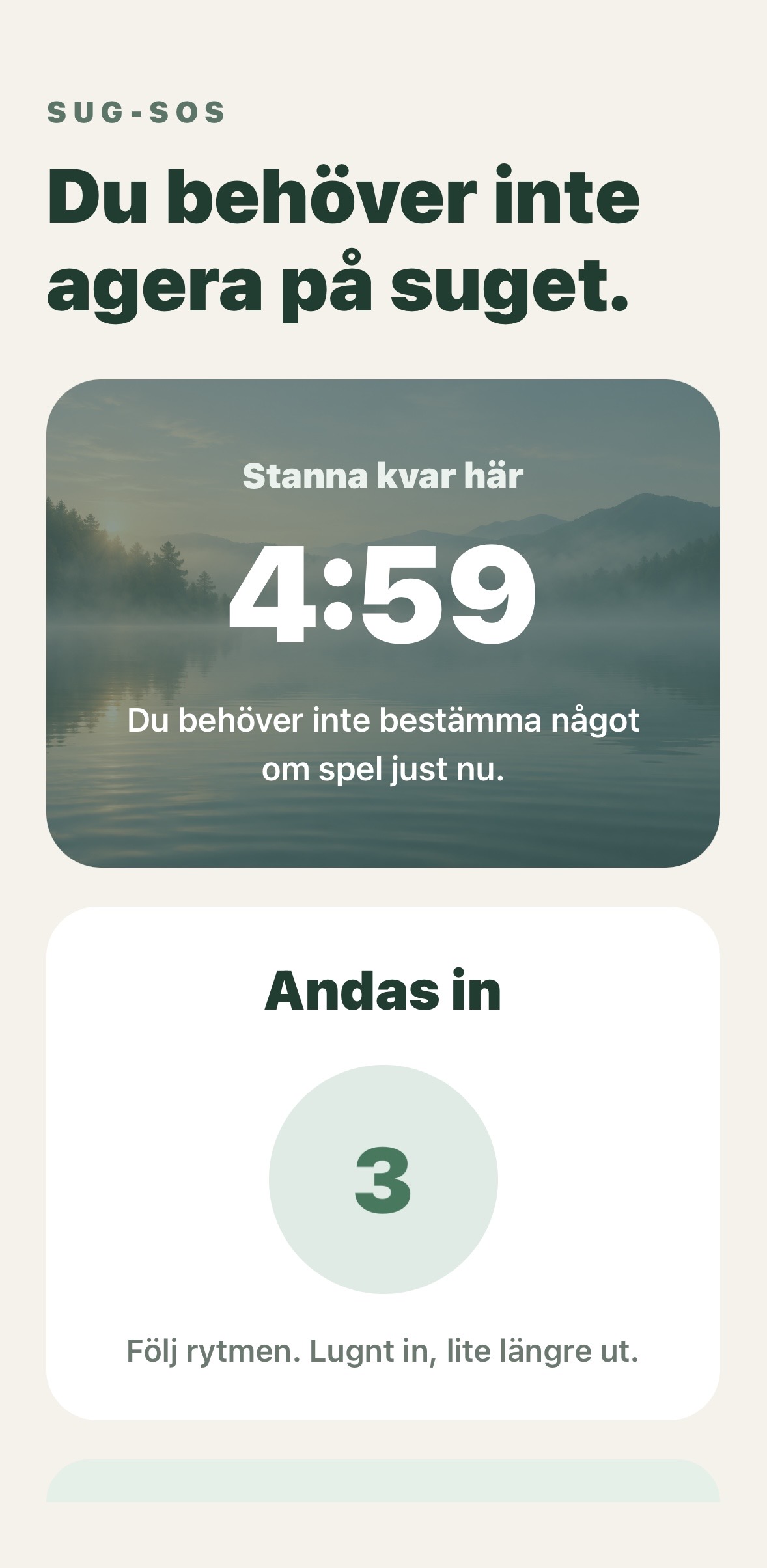 Sug-SOS i appen Bortom spelet