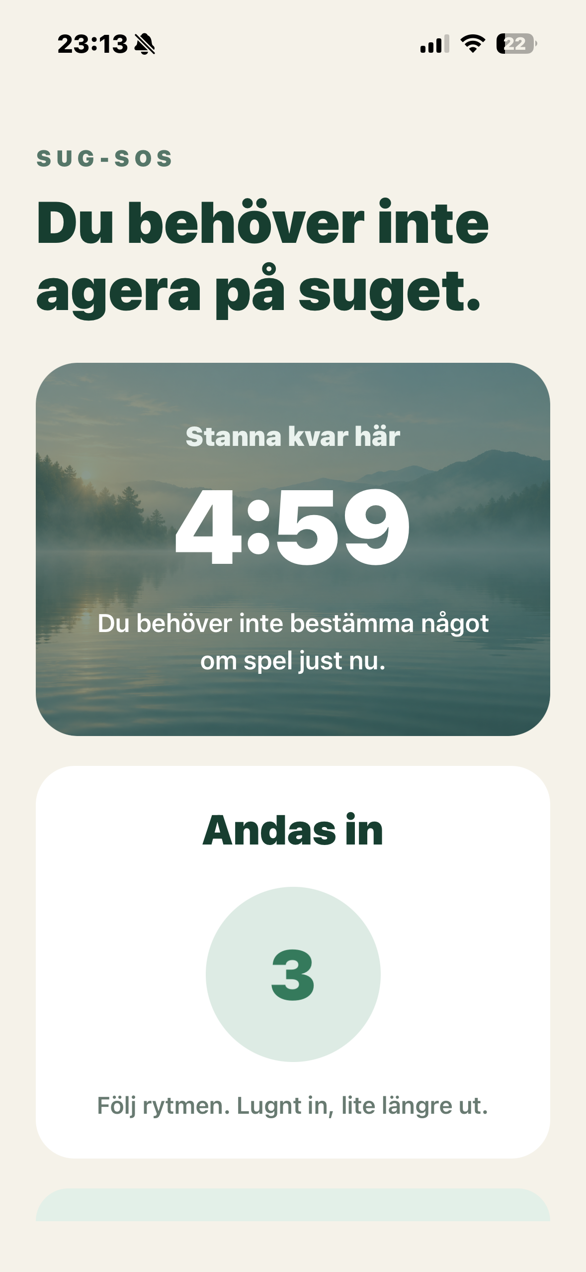 Sug-SOS i appen Bortom spelet
