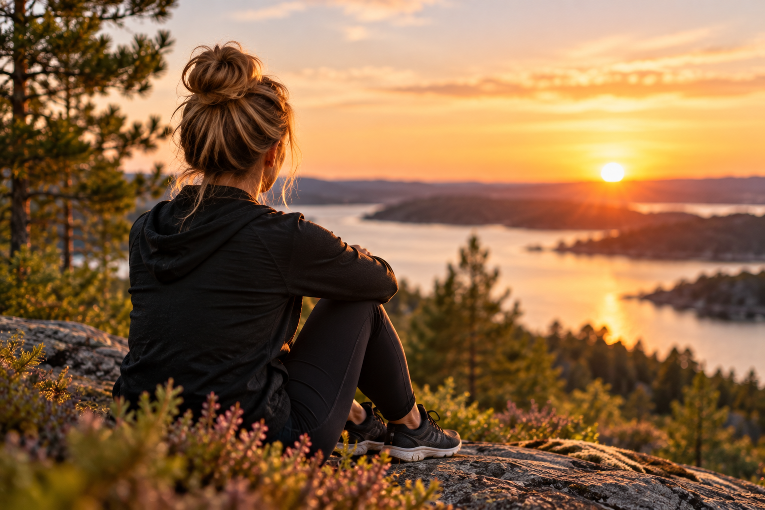 En kvinna blickar ut över naturen och finner lugn och hopp efter en svår tid