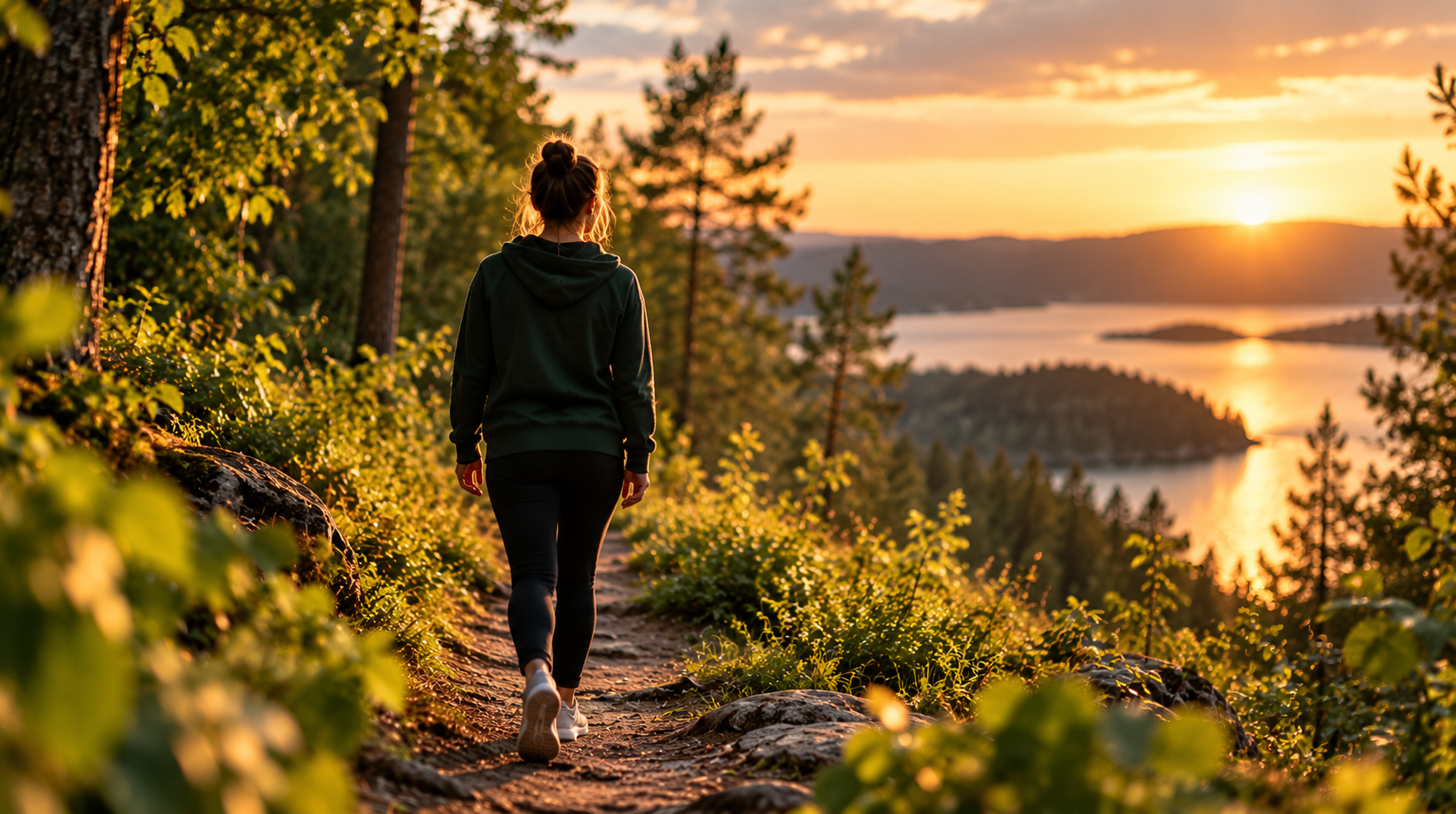 Kvinna promenerar i naturen – en symbol för nya steg mot ett spelfritt liv
