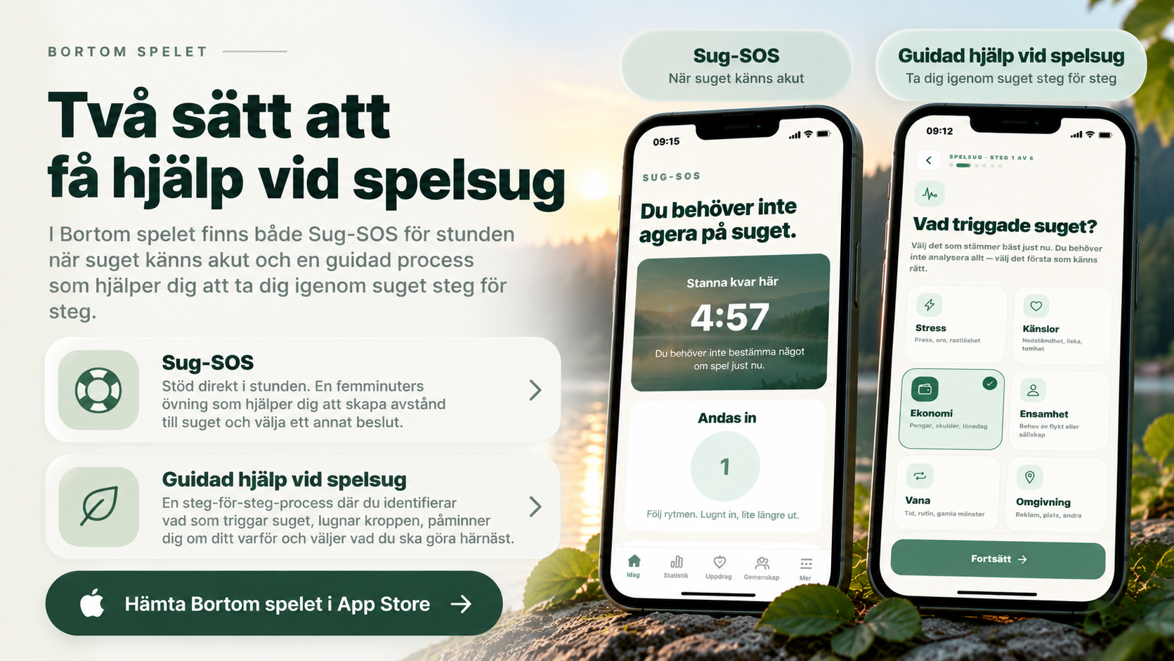 Sug-SOS och guidad hjälp vid spelsug i Bortom spelet