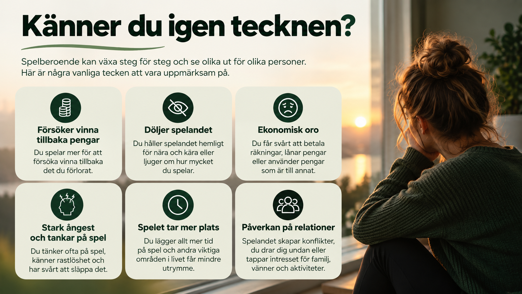 Vanliga tecken på spelberoende och problematiskt spelande