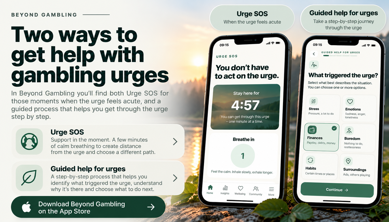 Urge SOS and guided support for gambling urges in Beyond Gambling